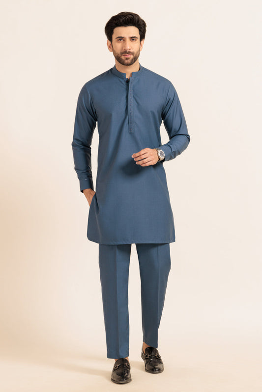 BLUE-BLENDED-KURTA TROUSER - (KSW24-020)