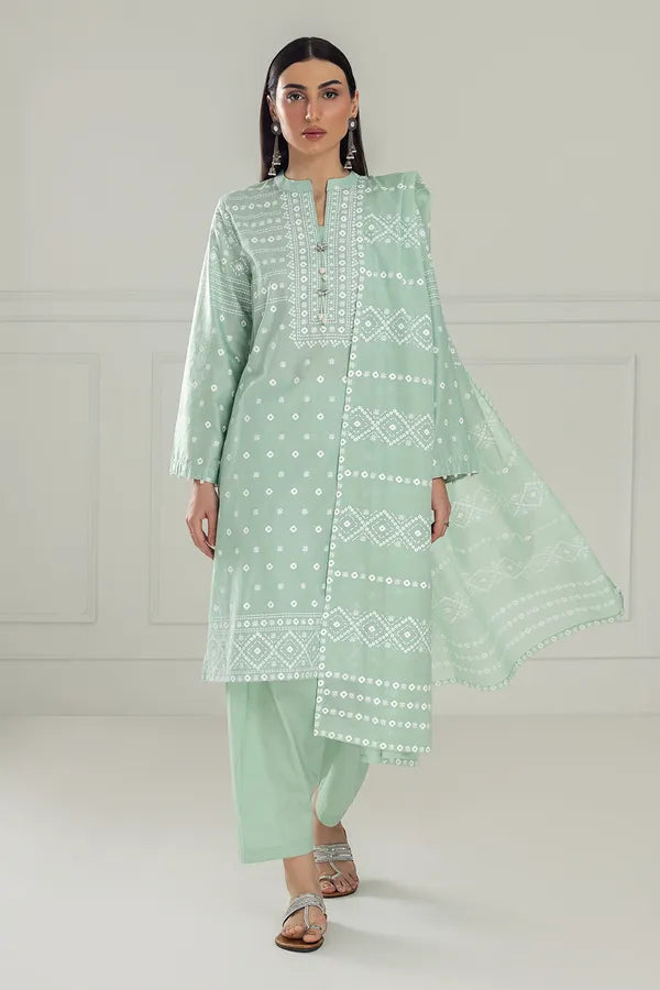 3PC Lawn Lacquer Printed Suit IUSTKSD-500