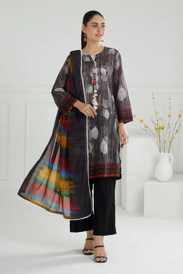 3PC Lawn Lacquer Printed Suit IUSTKSD-501