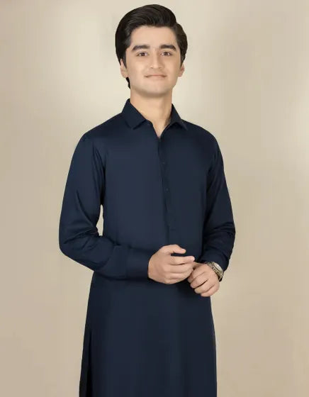 NAVY BLUE BLENDED KAMEEZ SHALWAR | JTKS-A-40198-R13-AP