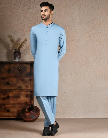 DULL BLUE COTTON KURTA TROUSER | JJKP-S-46577 In stock SKU J-10000107964