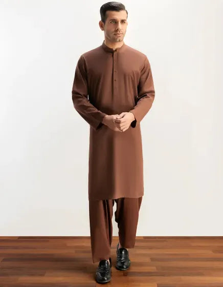 BROWN BLENDED KAMEEZ SHALWAR | JJKS-A-47006-R10-AP