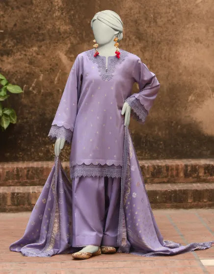 PURPLE JACQUARD DYED UNSTITCHED 3PC | JLAWN-S-25-3197