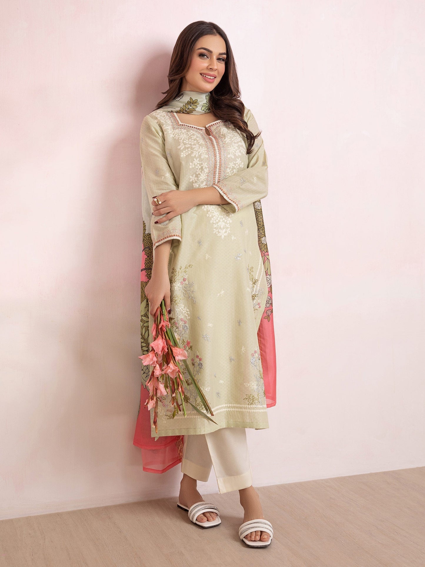 2 Piece Jacquard Suit-Embroidered (Pret)