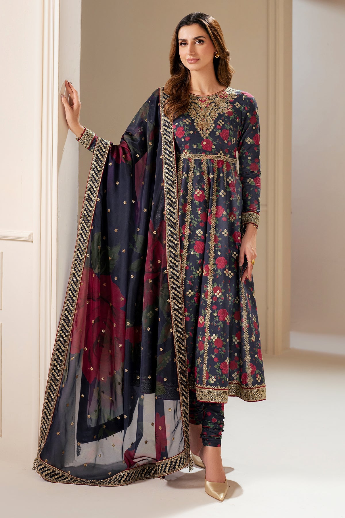 Embroidered Raw Silk UR-7048