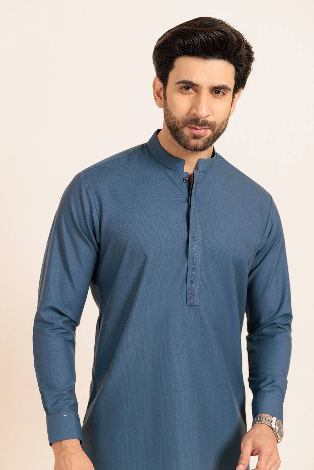 BLUE-BLENDED-KURTA TROUSER - (KSW24-020)