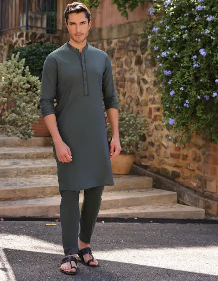 GREEN COTTON KURTA TROUSER | JJKP-A-50057