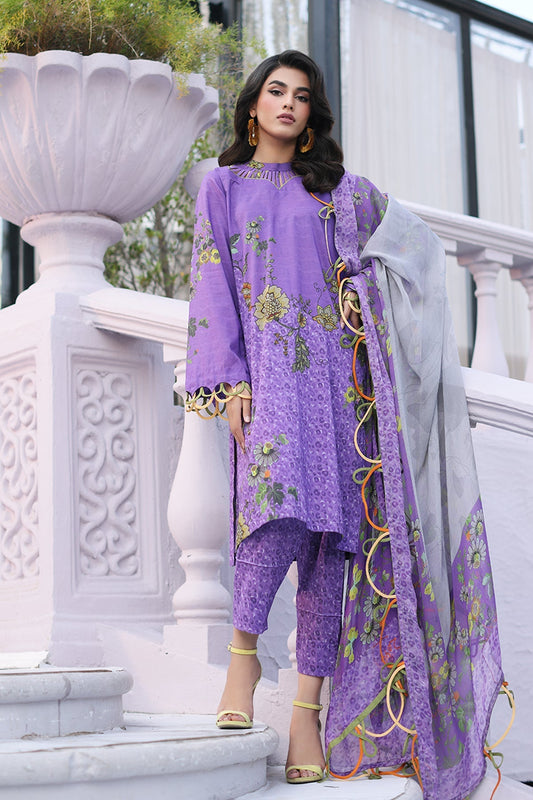 3-PC Unstitched Printed Lawn Shirt with Chiffon Dupatta and Trouser CPS4-02