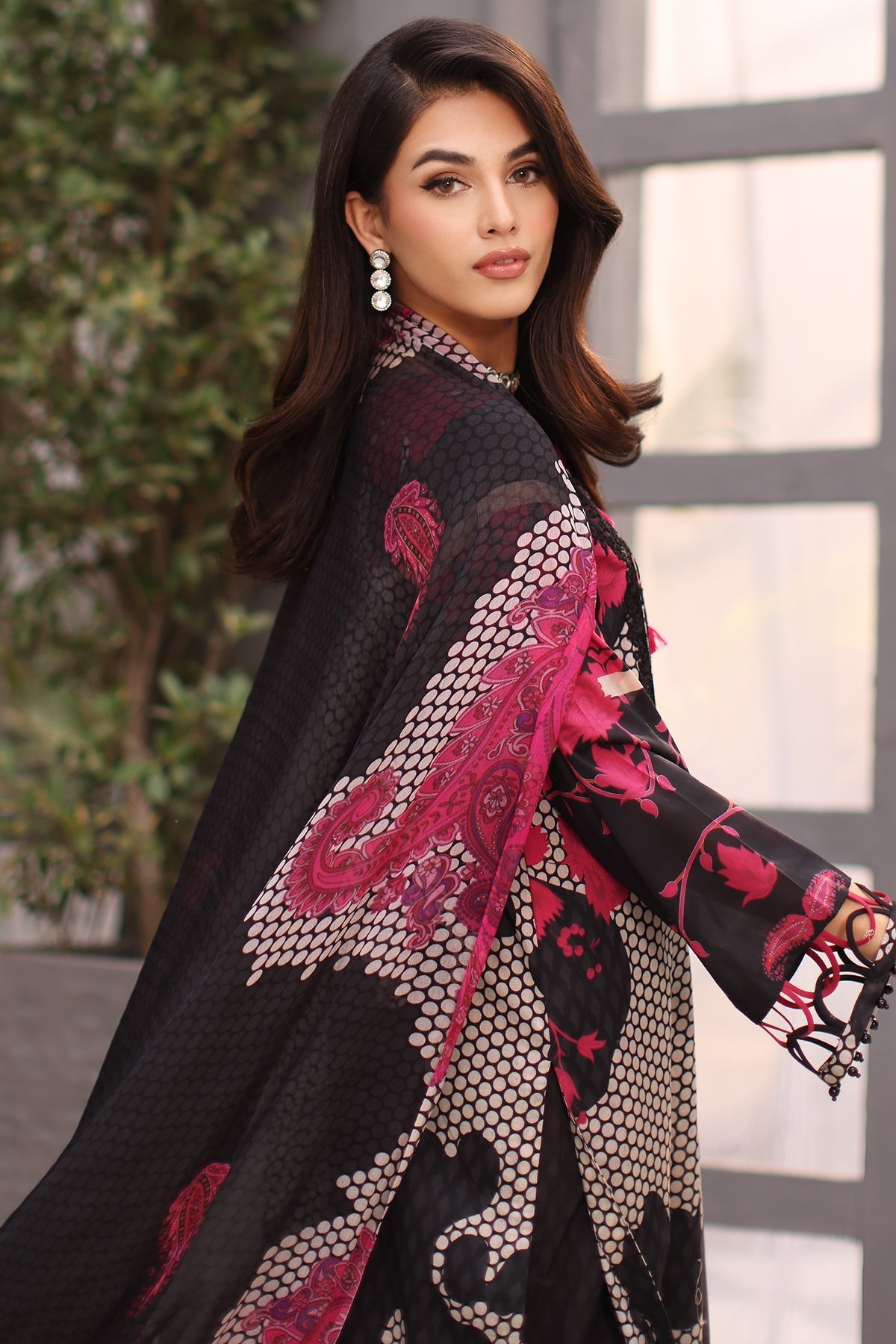 3-PC Unstitched Embroibered Lawn Shirt with Printed Chiffon Dupatta CCS4-06