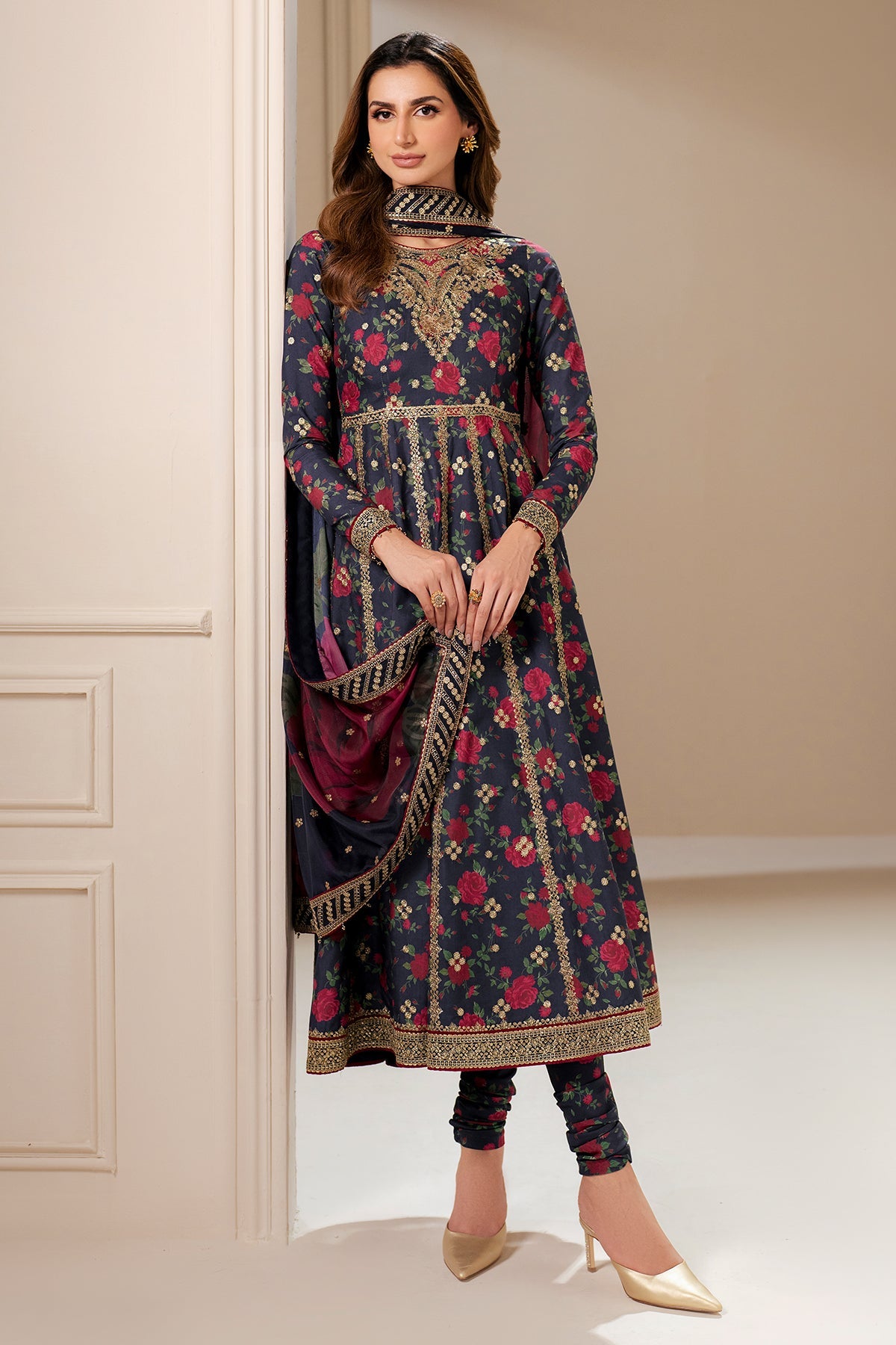 Embroidered Raw Silk UR-7048