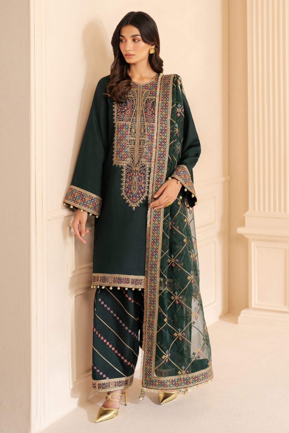 Embroidered Raw Silk UR-7049