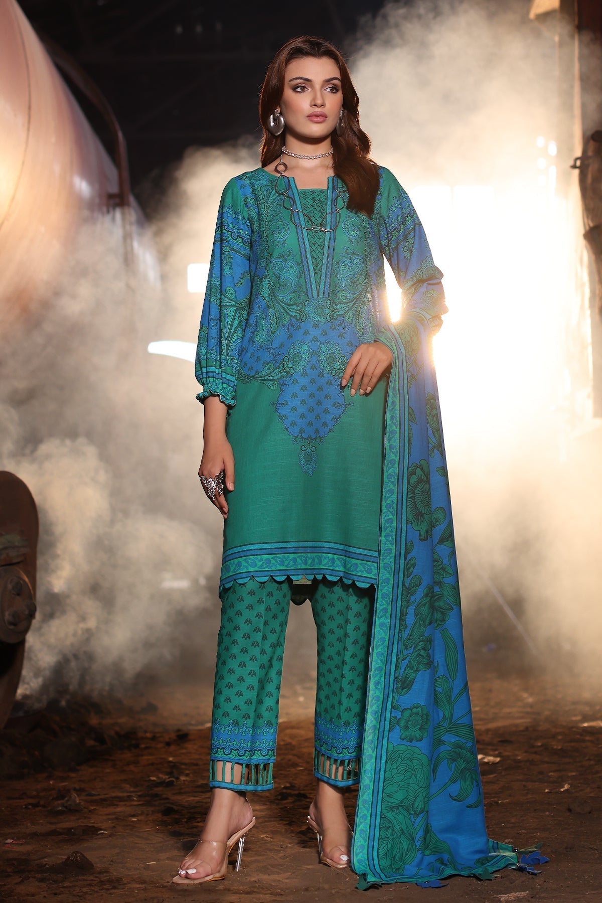 3-PC Printed Khaddar Shirt with Printed Khaddar Dupatta suit CPW4-03 P