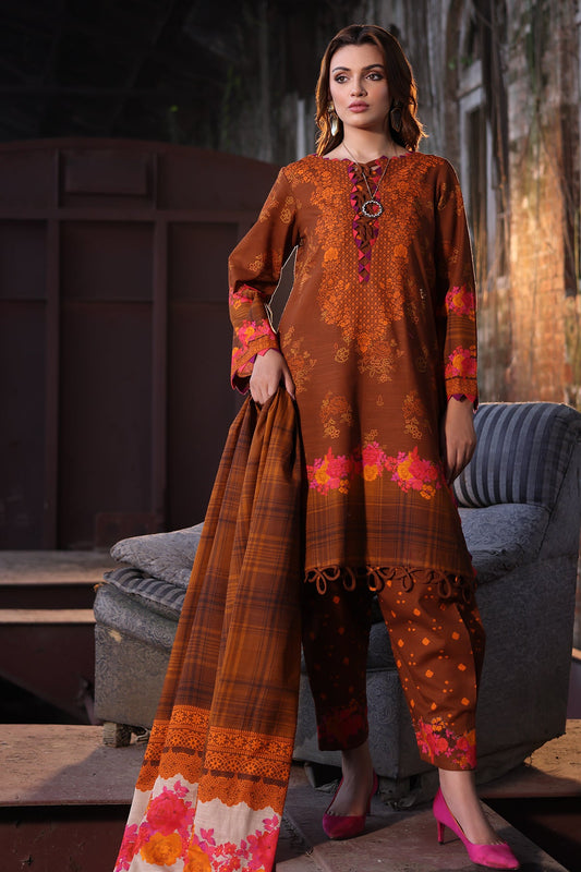 3-PC Unstitched Printed Khaddar Shirt with Printed Khaddar Dupatta CPW4-07