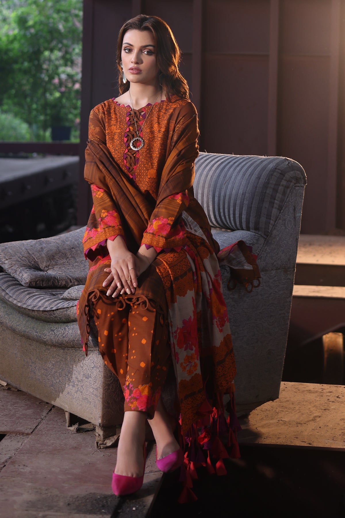 3-PC Unstitched Printed Khaddar Shirt with Printed Khaddar Dupatta CPW4-07