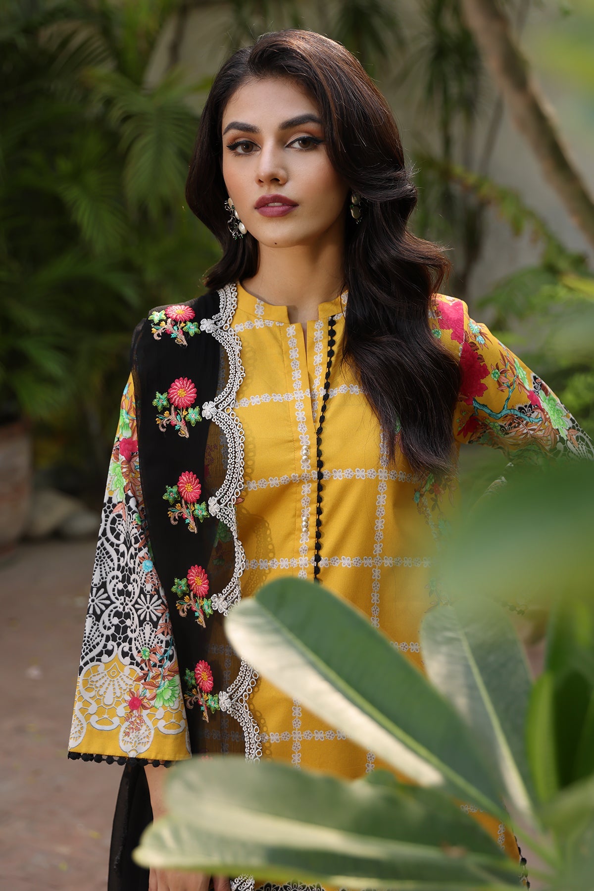 3-PC Unstitched Printed Lawn Shirt with Embroidered Chiffon Dupatta with Trouser AS4-40