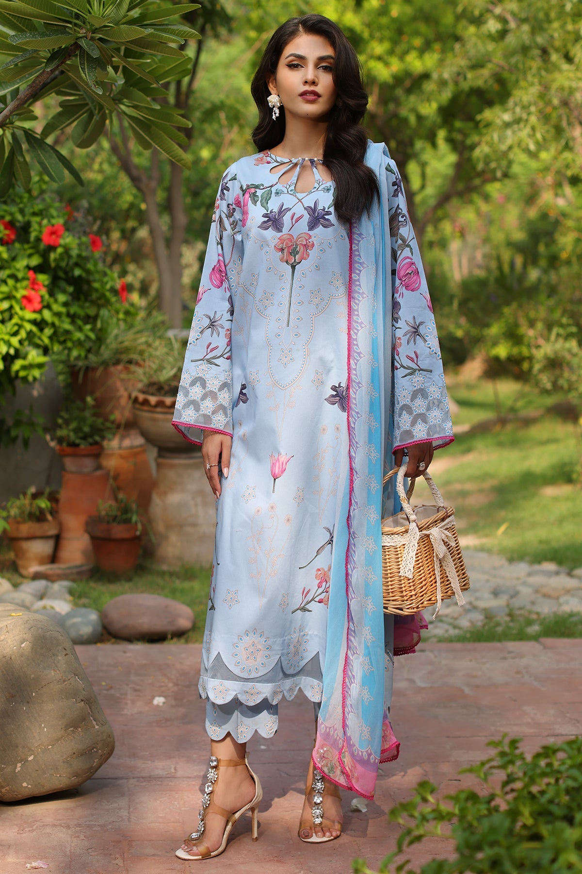 3-PC Unstitched Printed Lawn Shirt with Printed Chiffon Dupatta and Trouser AS4-53