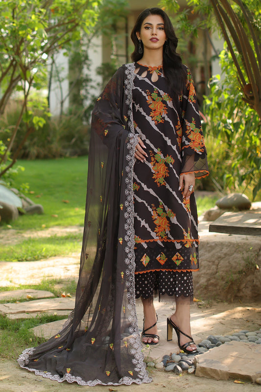 3-PC Unstitched Printed Lawn Shirt with Embroidered Chiffon Dupatta and Trouser AS4-42