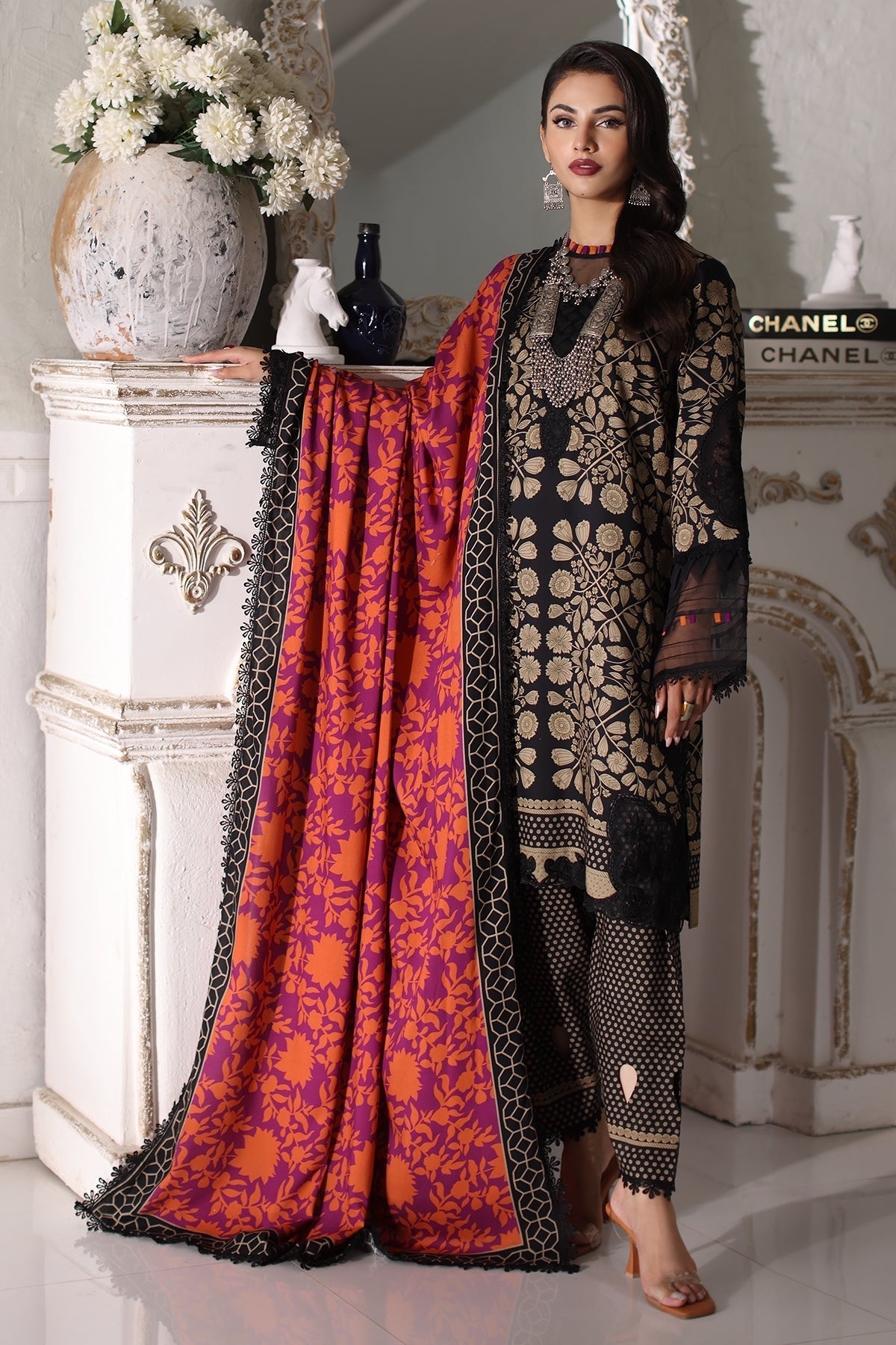 3-PC Embroidered Shawl Collection Suit CCW4-13 P