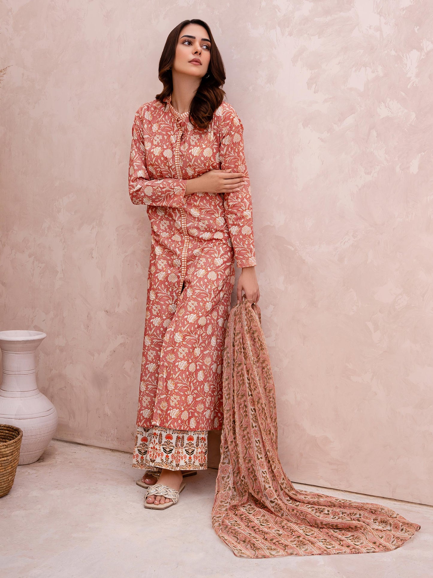 3 Piece Lawn Suit-Paste Print (Pret)