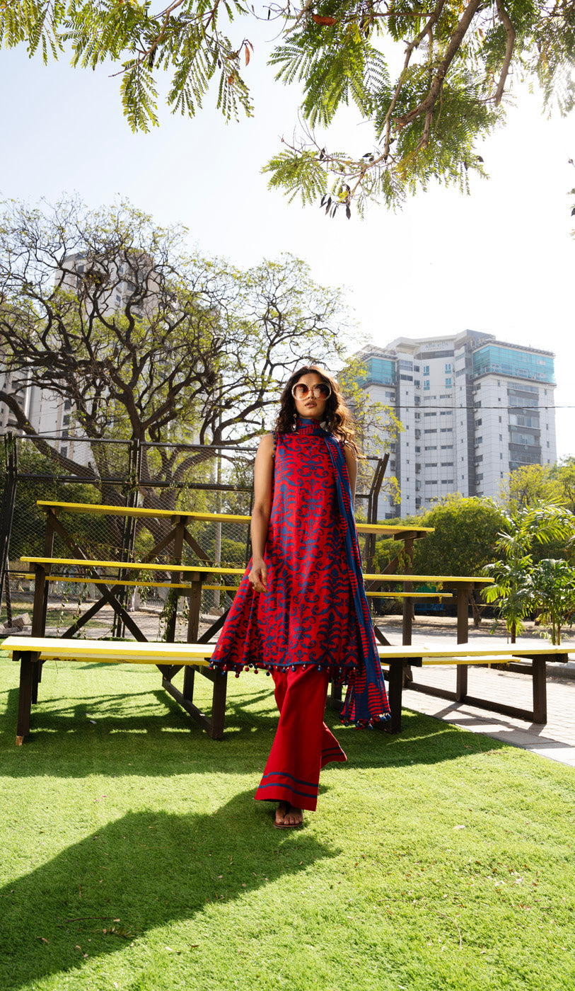 3 Piece  Printed Lawn Suit With Printed Lawn Dupatta