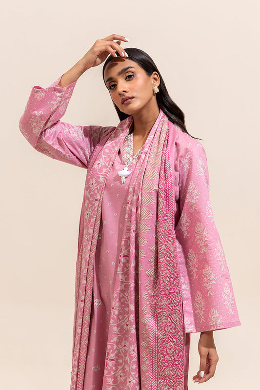 3 PIECE EMBROIDERED LAWN SUIT-VIVID ROSE ( UNSTITCHED)