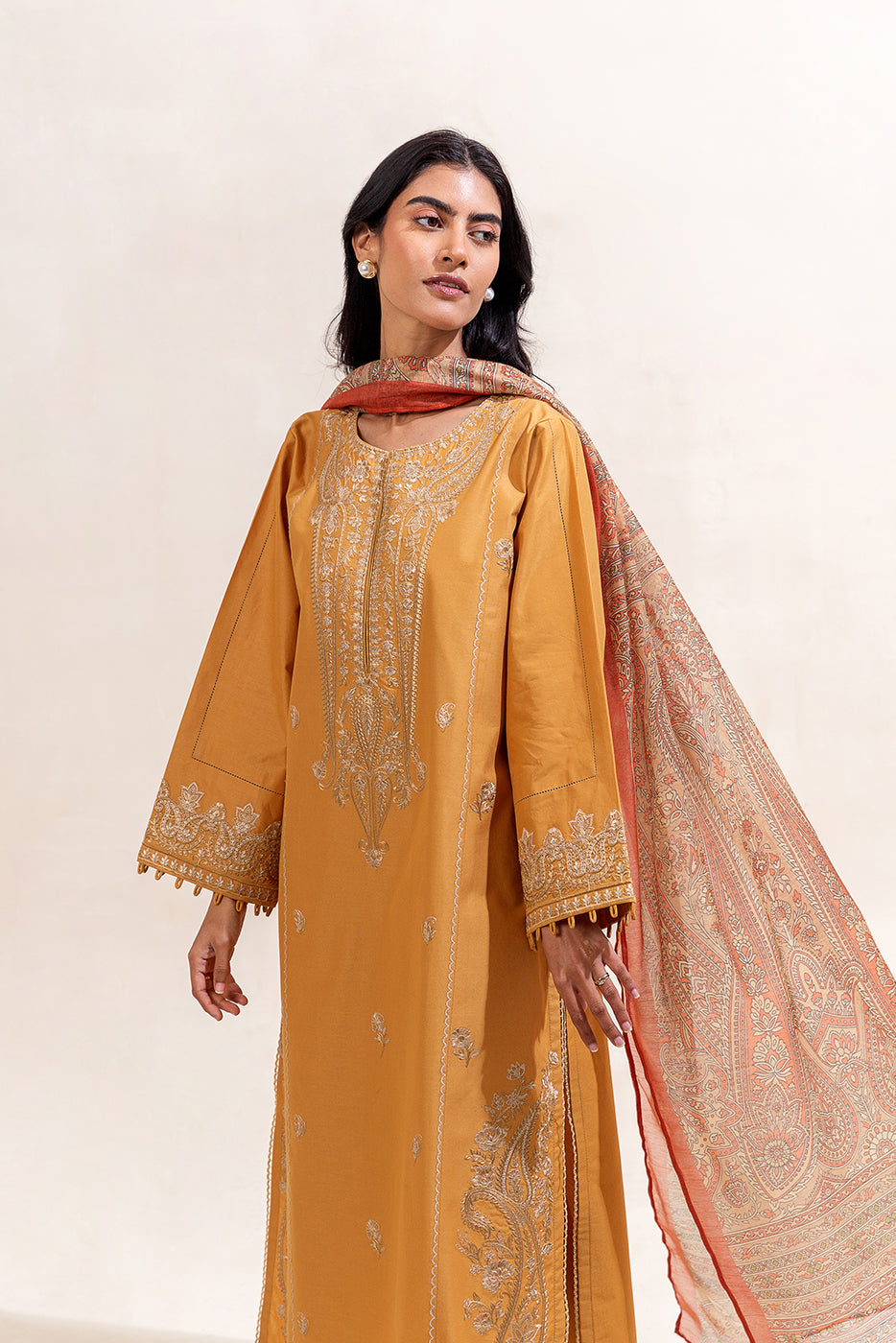 3 PIECE EMBROIDERED LAWN SUIT-AMBER GLAM (UNSTITCHED)