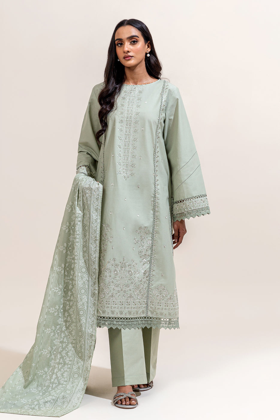 2 PIECE EMBROIDERED LAWN SUIT-SAGE VERVE (UNSTITCHED)