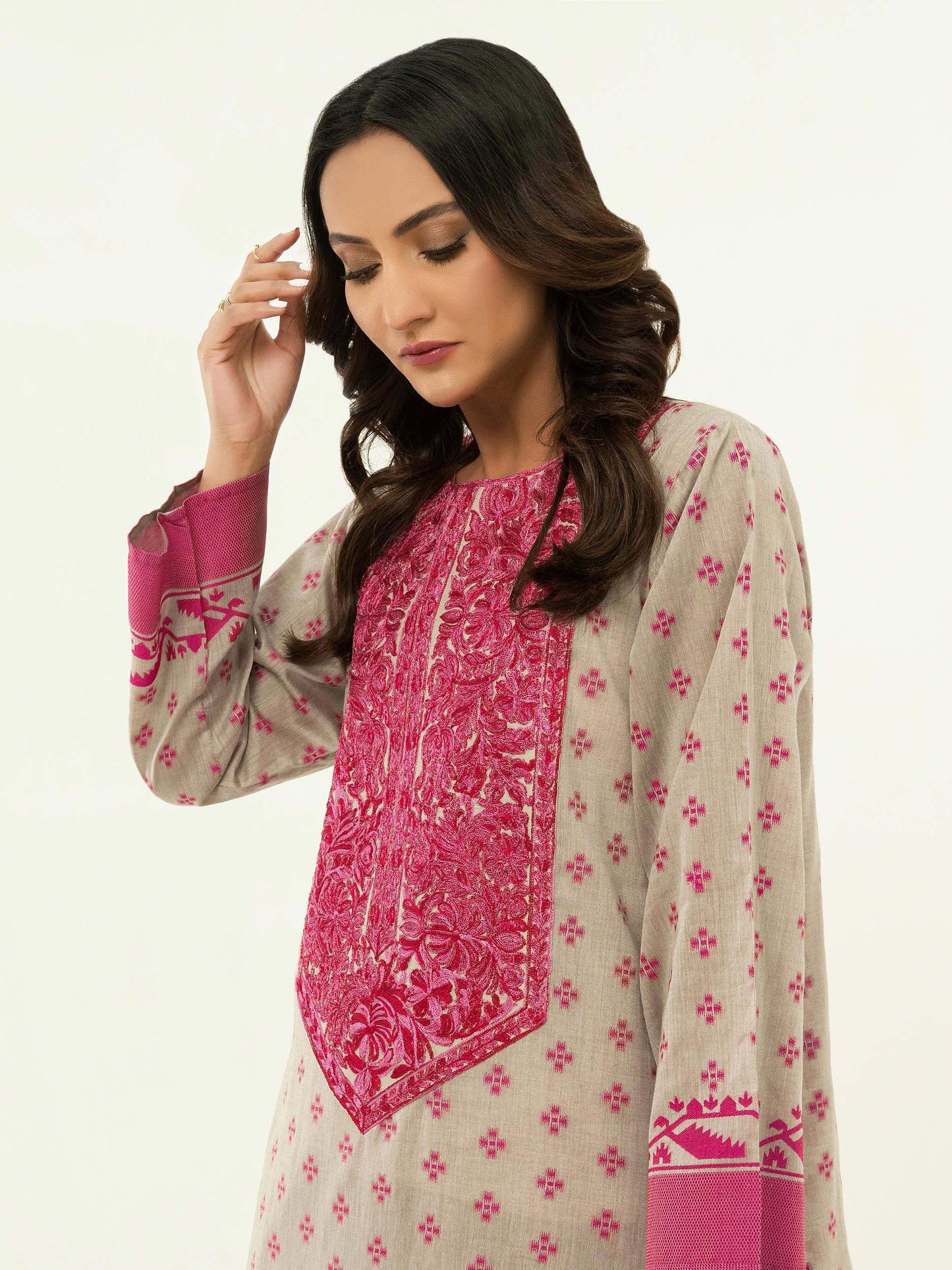 2 Piece Jacquard Suit-Embroidered (Pret)