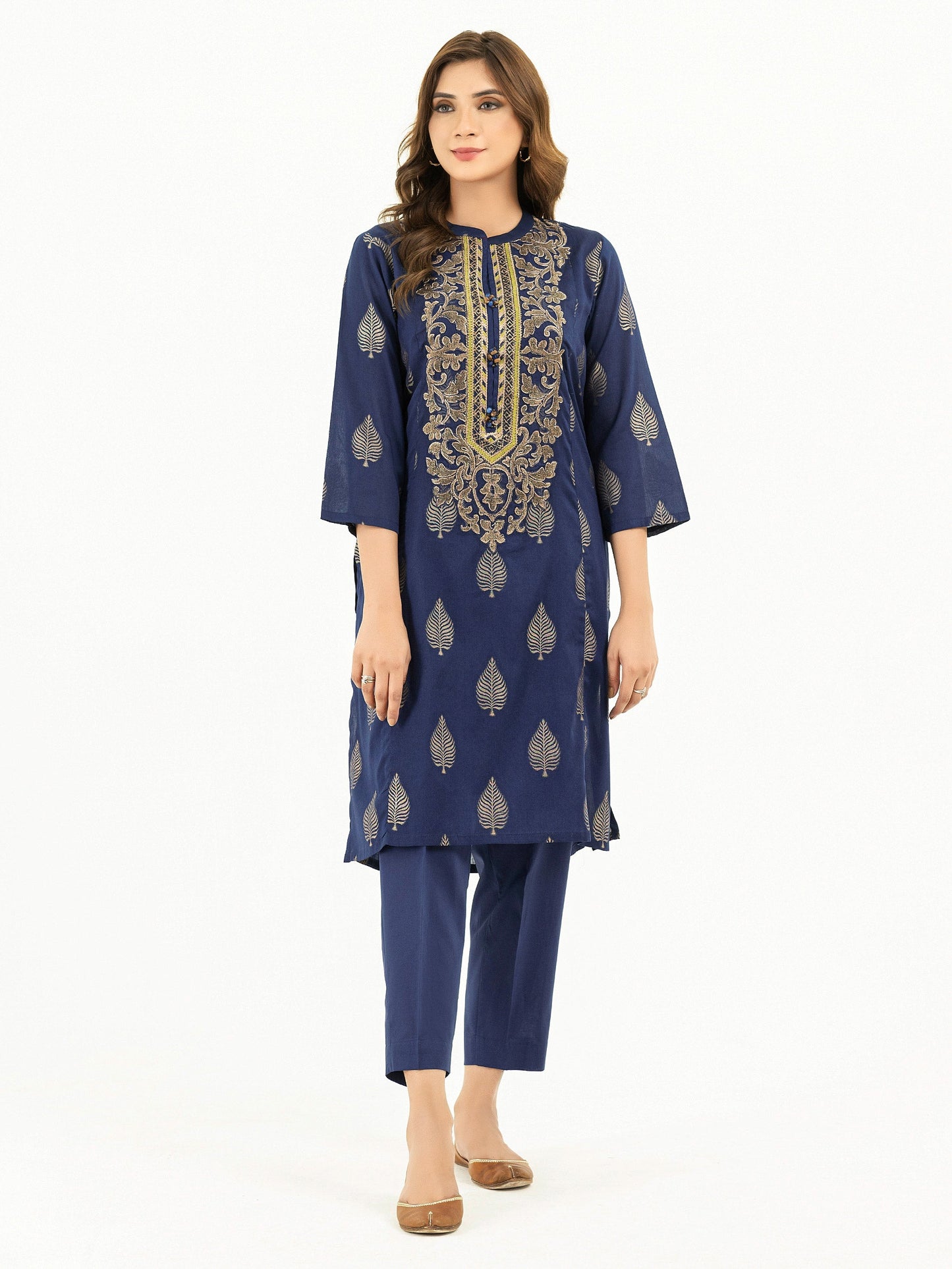 2 Piece Jacquard Suit-Embroidered  (Pret)