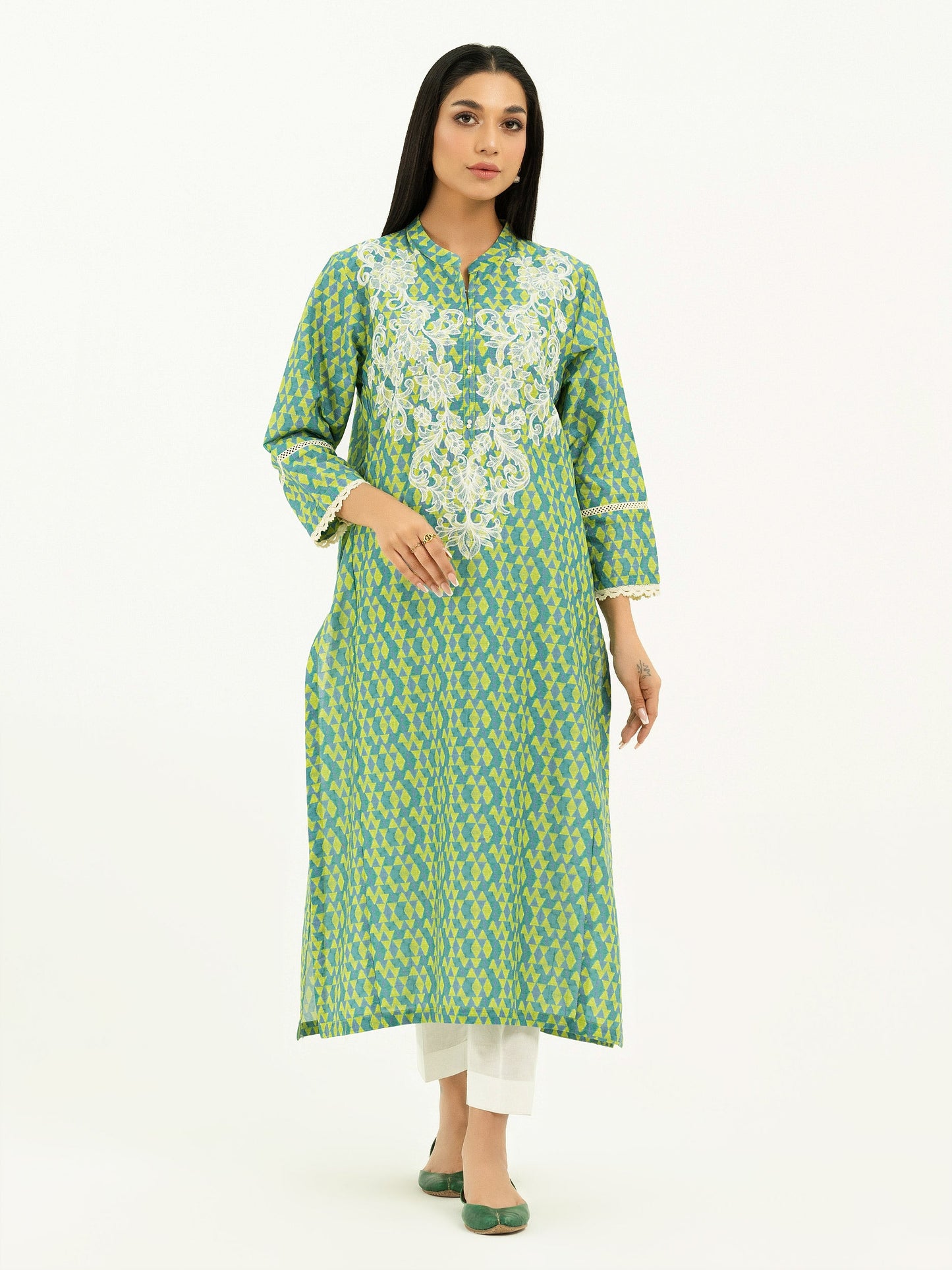 Texture Lawn Shirt-Embroidered (Pret)