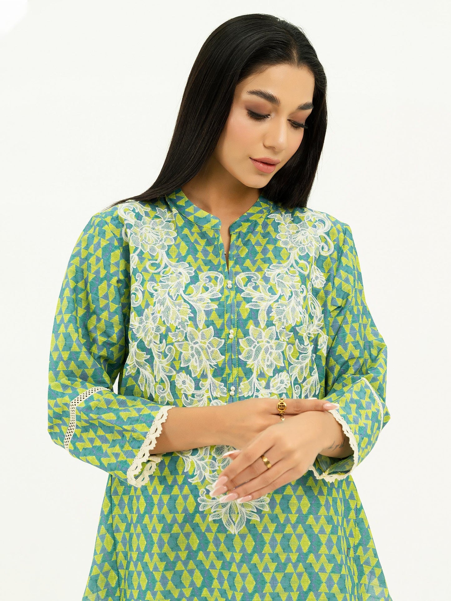 Texture Lawn Shirt-Embroidered (Pret)