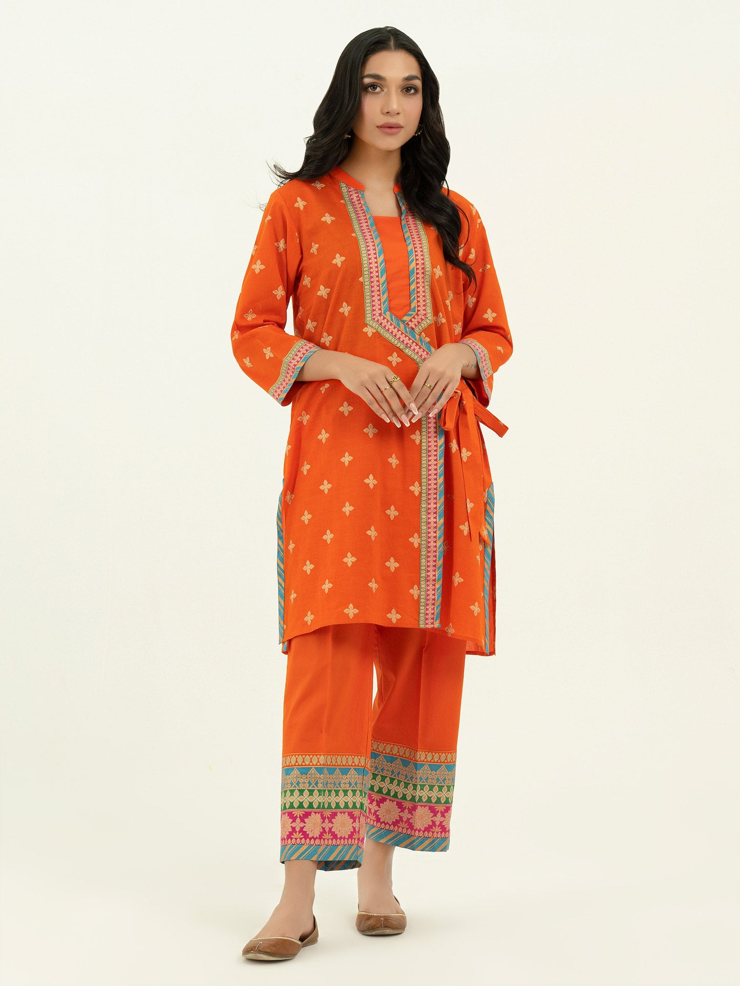 2 Piece Lawn Suit-Gold Paste Print (Pret)