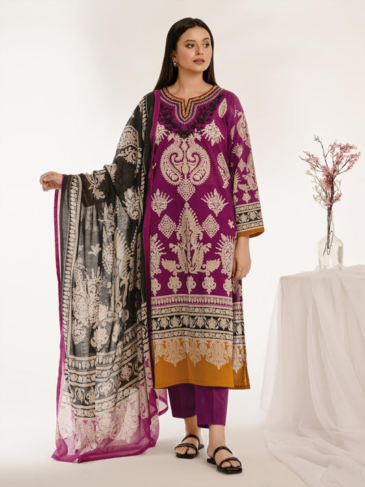 3 Piece Lawn Suit-Embroidered (Pret)