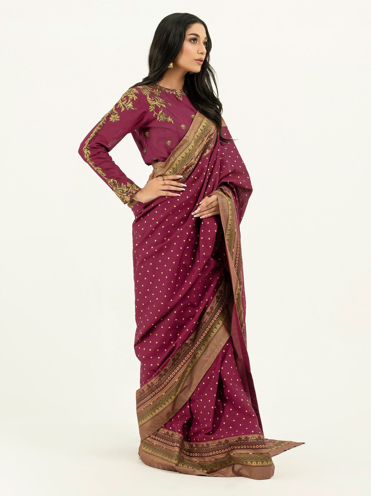 2 Piece Lawn Saree-Embroidered (Pret)