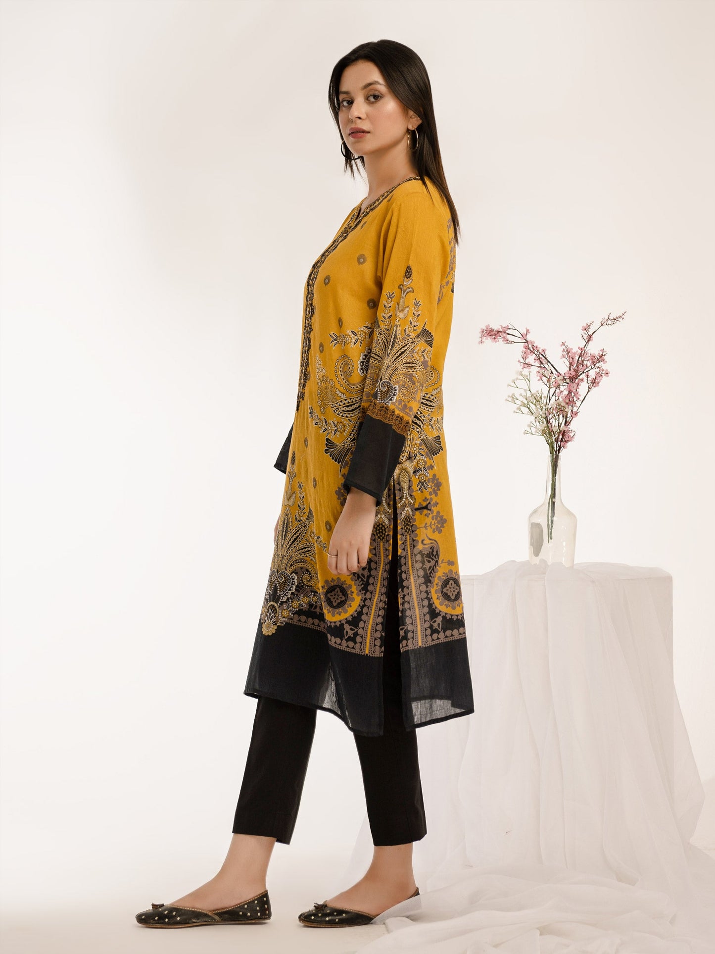 Texture Lawn Shirt-Embroidered (Pret)