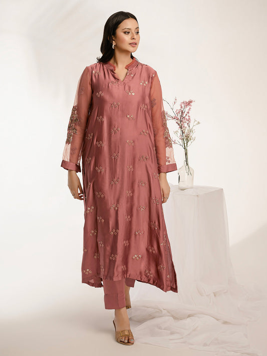 2 Piece Silk Suit-Embroidered (Pret)