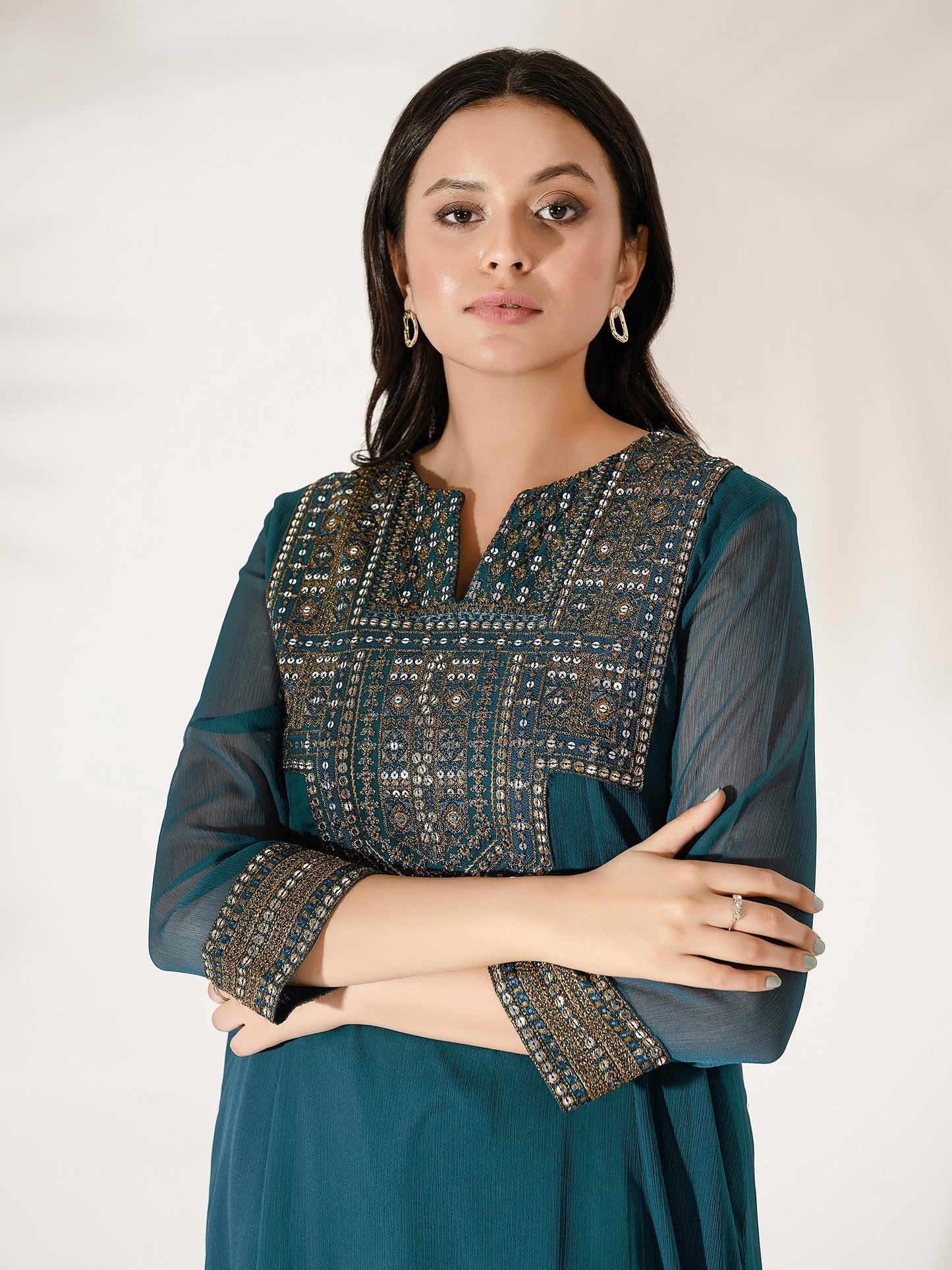 2 Piece Chiffon Suit-Embroidered (Pret)