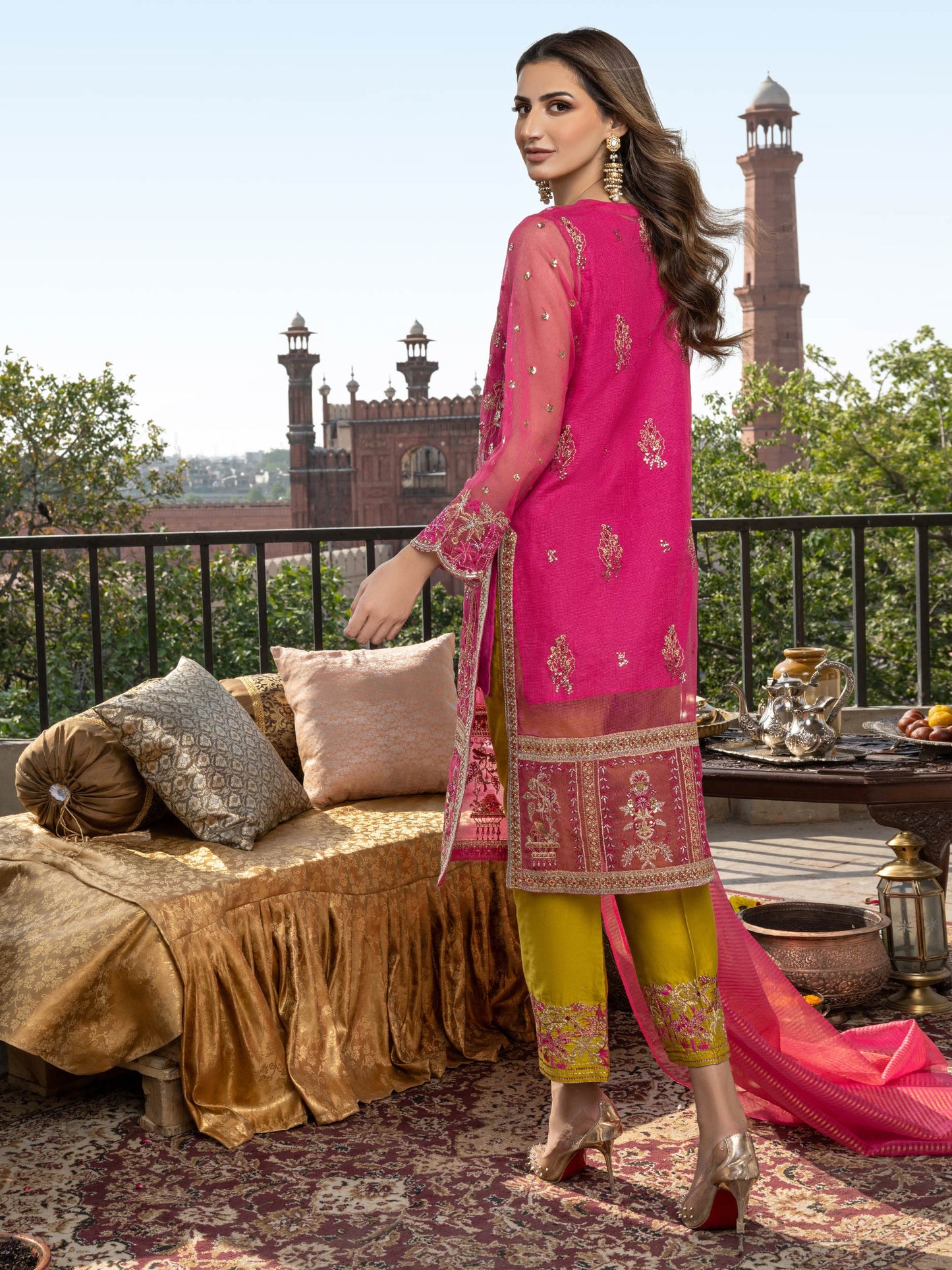 3 Piece Rajjo Net Suit-Embroidered (Pret)