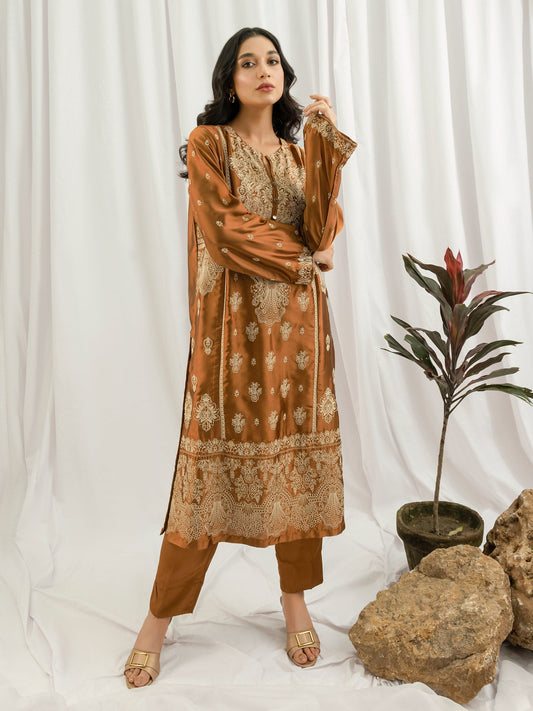 2 Piece Silk Suit- Embroidered (Pret)