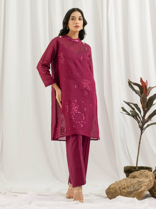 2 Piece Cotton Net Suit- Embroidered (Pret)