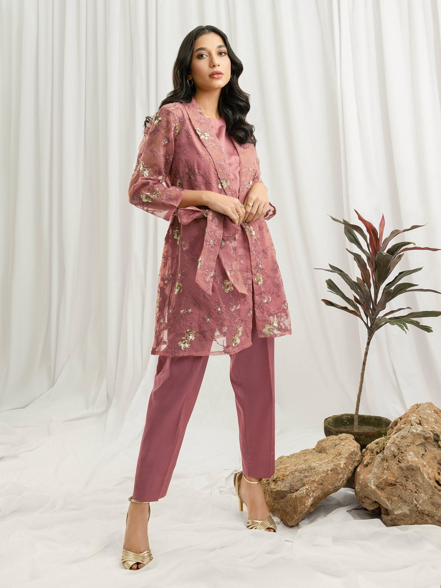 3 Piece Organza Suit- Embroidered (Pret)