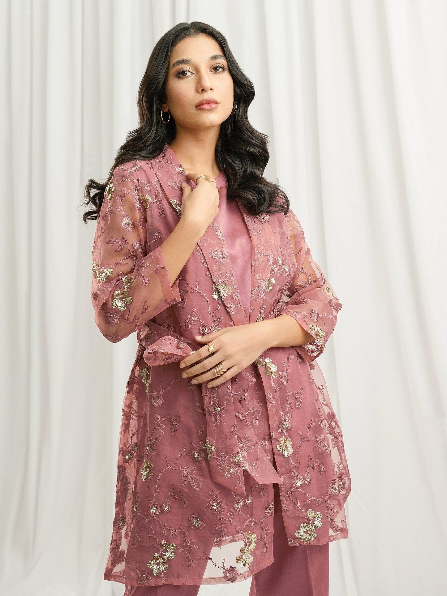 3 Piece Organza Suit- Embroidered (Pret)