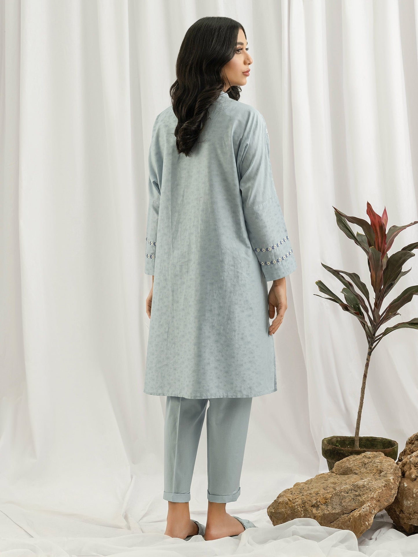 2 Piece Self Jacquard Suit- Embroidered (Pret)