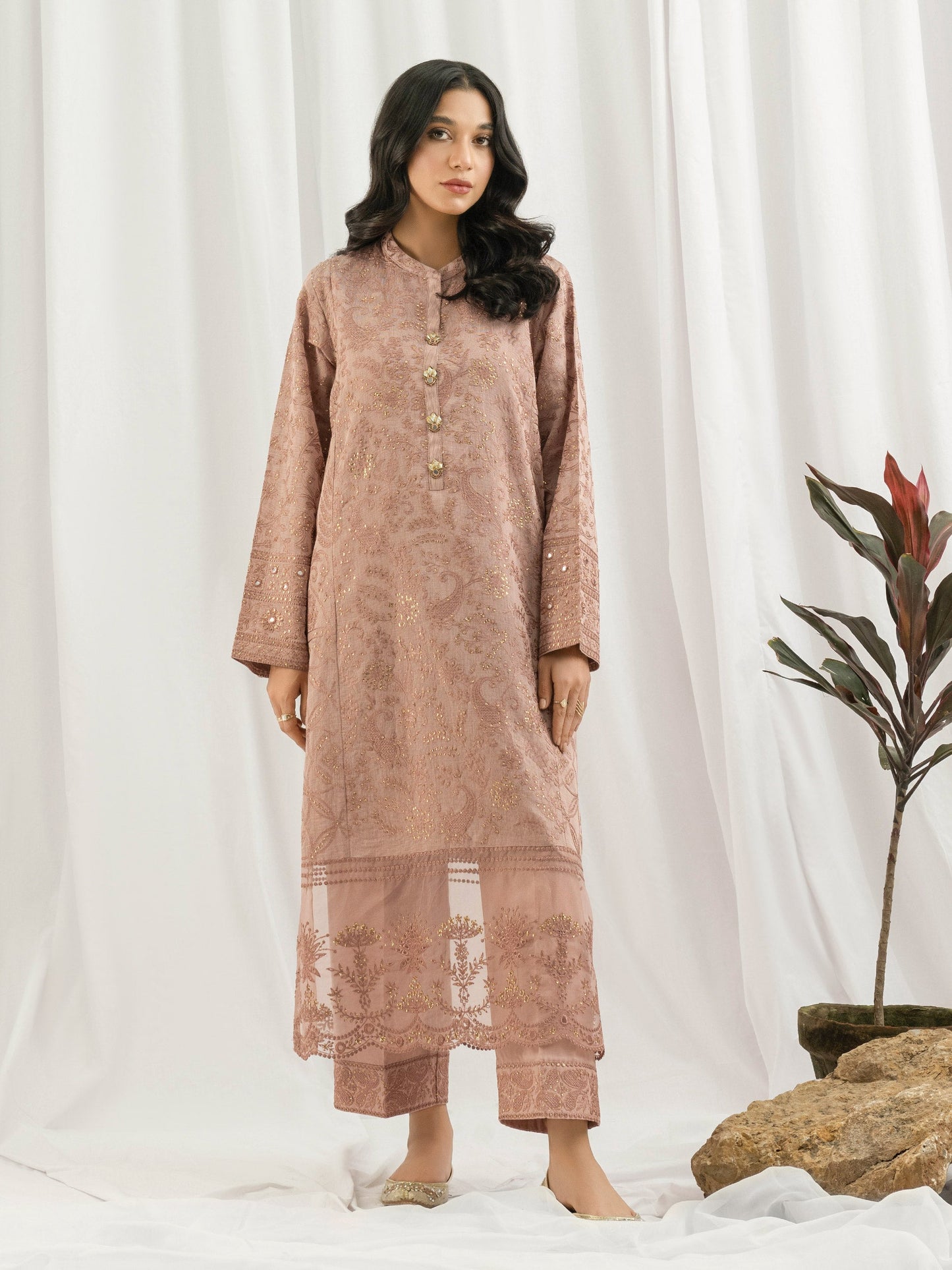 2 Piece Cotton Net Suit- Embroidered (Pret)