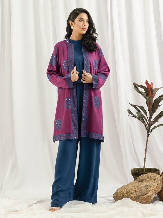 2 Piece Satin Suit- Embroidered (Pret)