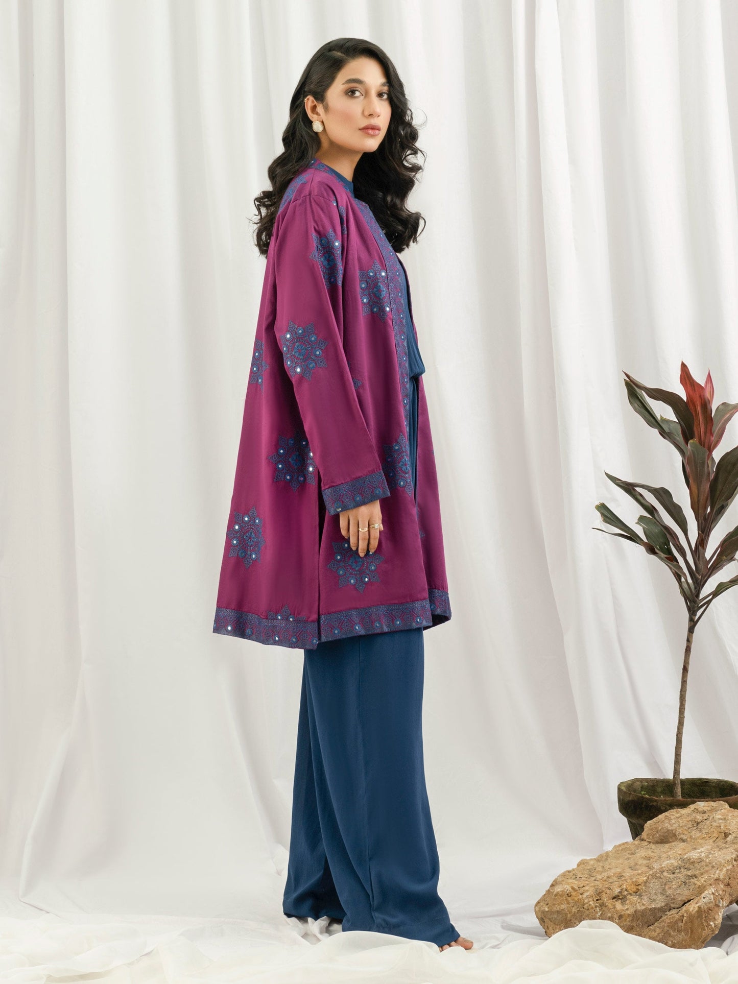 2 Piece Satin Suit- Embroidered (Pret)