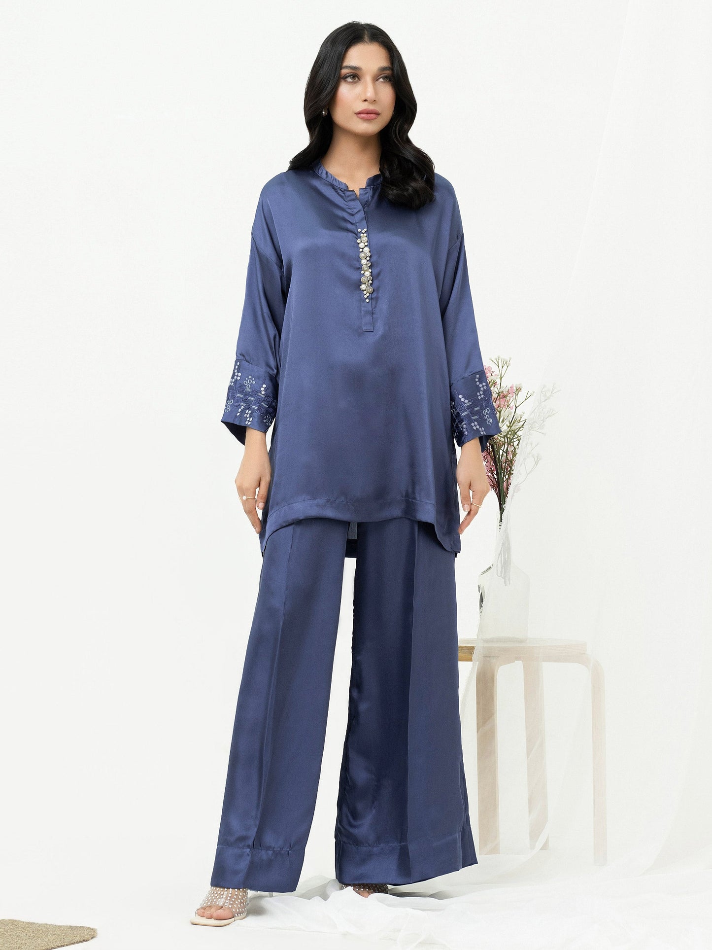 2 Piece Silk Suit-Embellished (Pret)