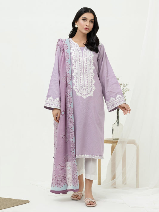 2 Piece Textured Lawn Suit-Embroidered (Pret)