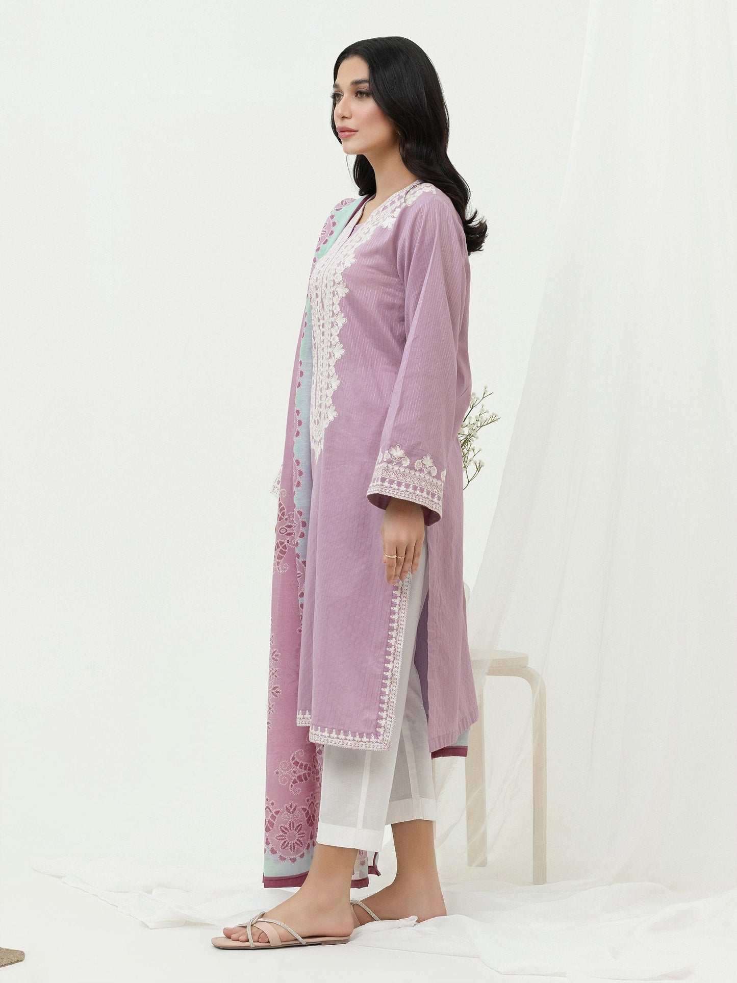 2 Piece Textured Lawn Suit-Embroidered (Pret)