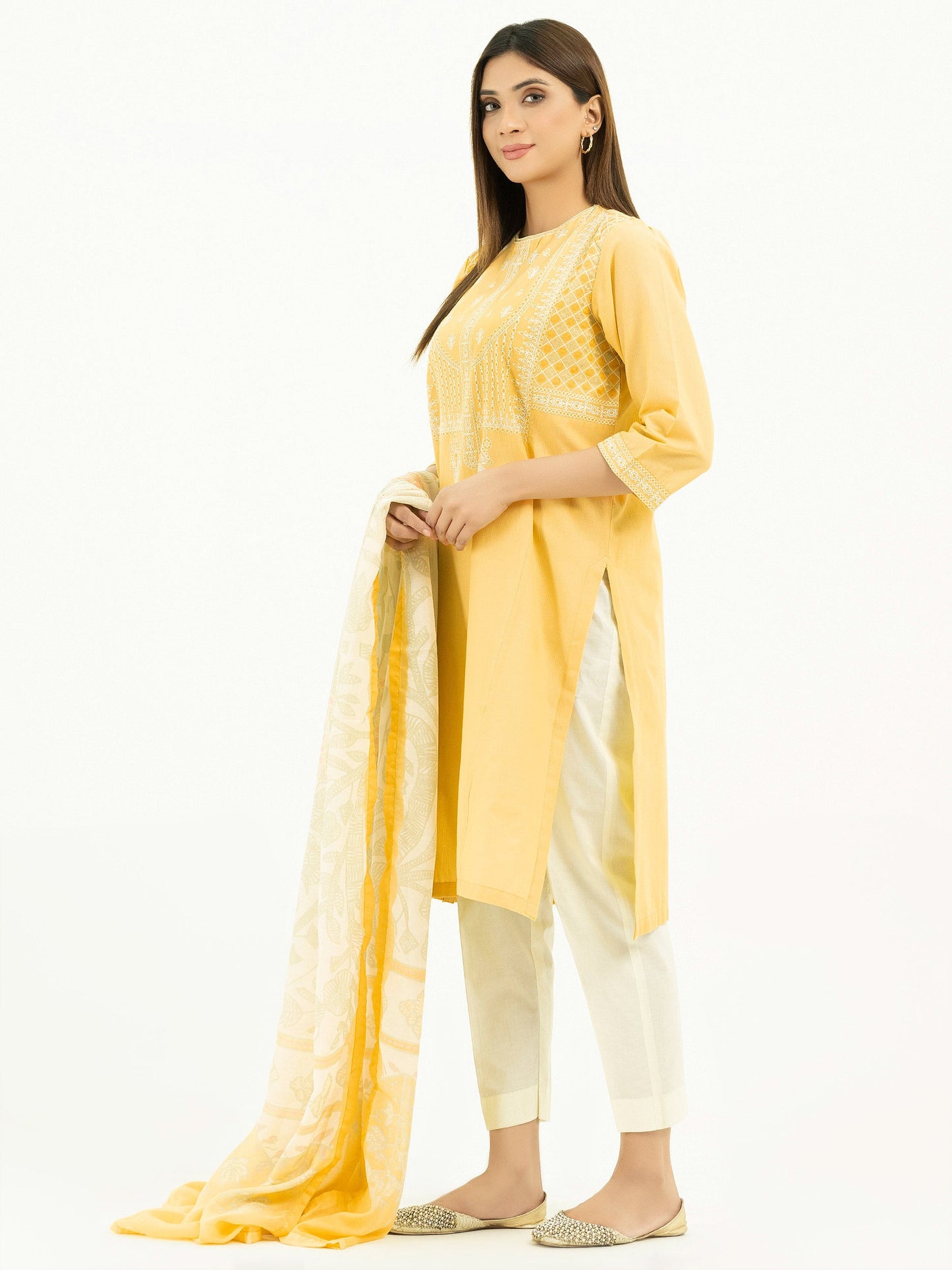 2 Piece Texture Lawn Suit-Embroidered (Pret)